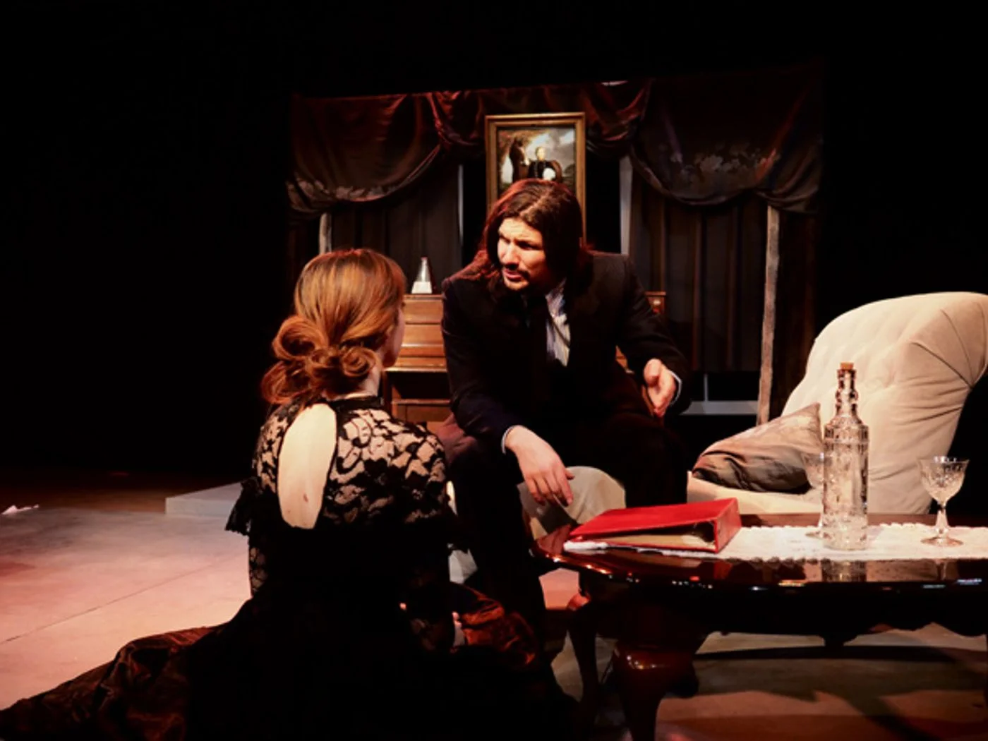 Eilert Lovborg (Lebron Lackey) and Hedda Gabler (Kaitlyn Schirard) — production photo 9