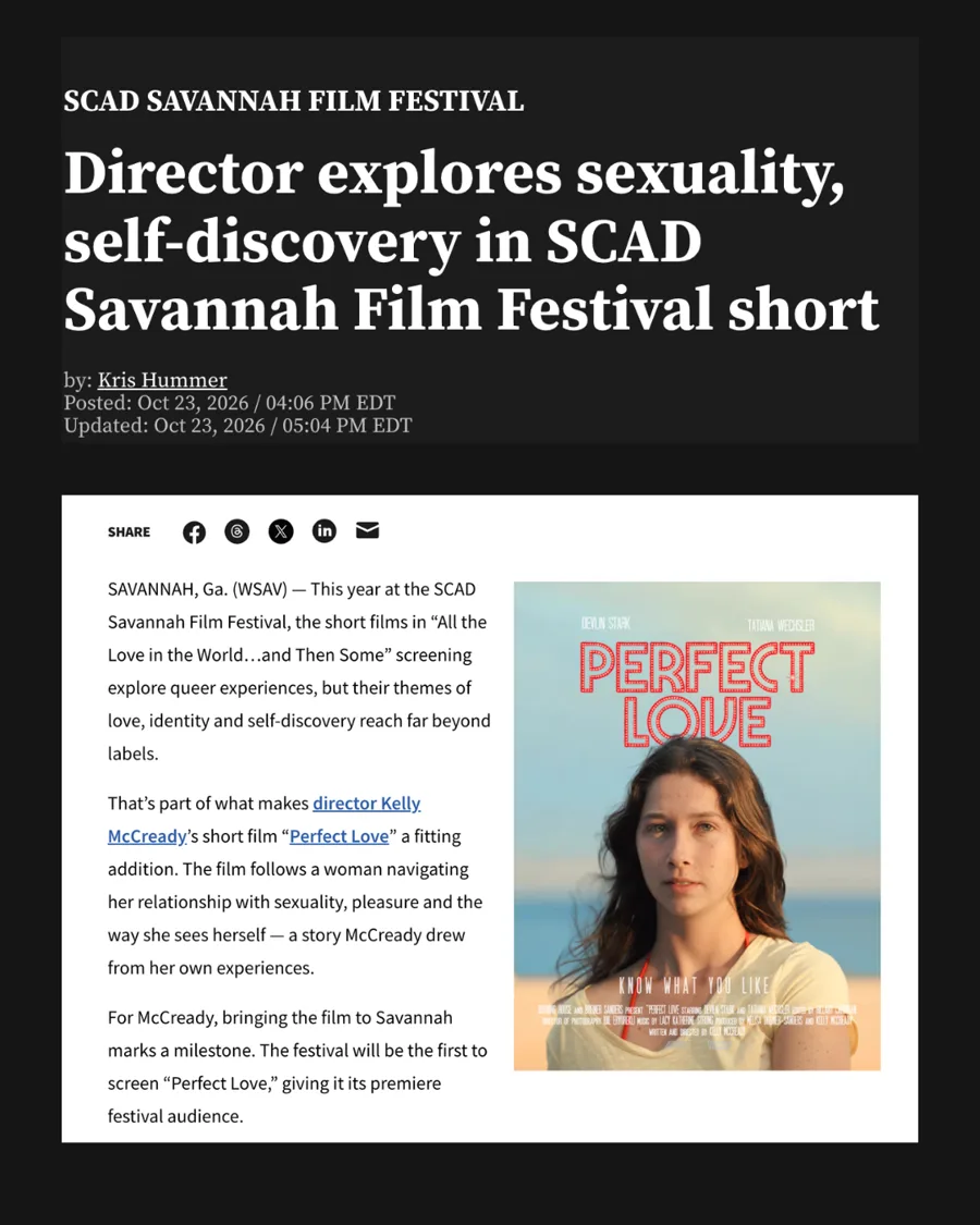 WSAV article: Director explores sexuality, self-discovery in SCAD Savannah Film Festival short, by Kris Hummer